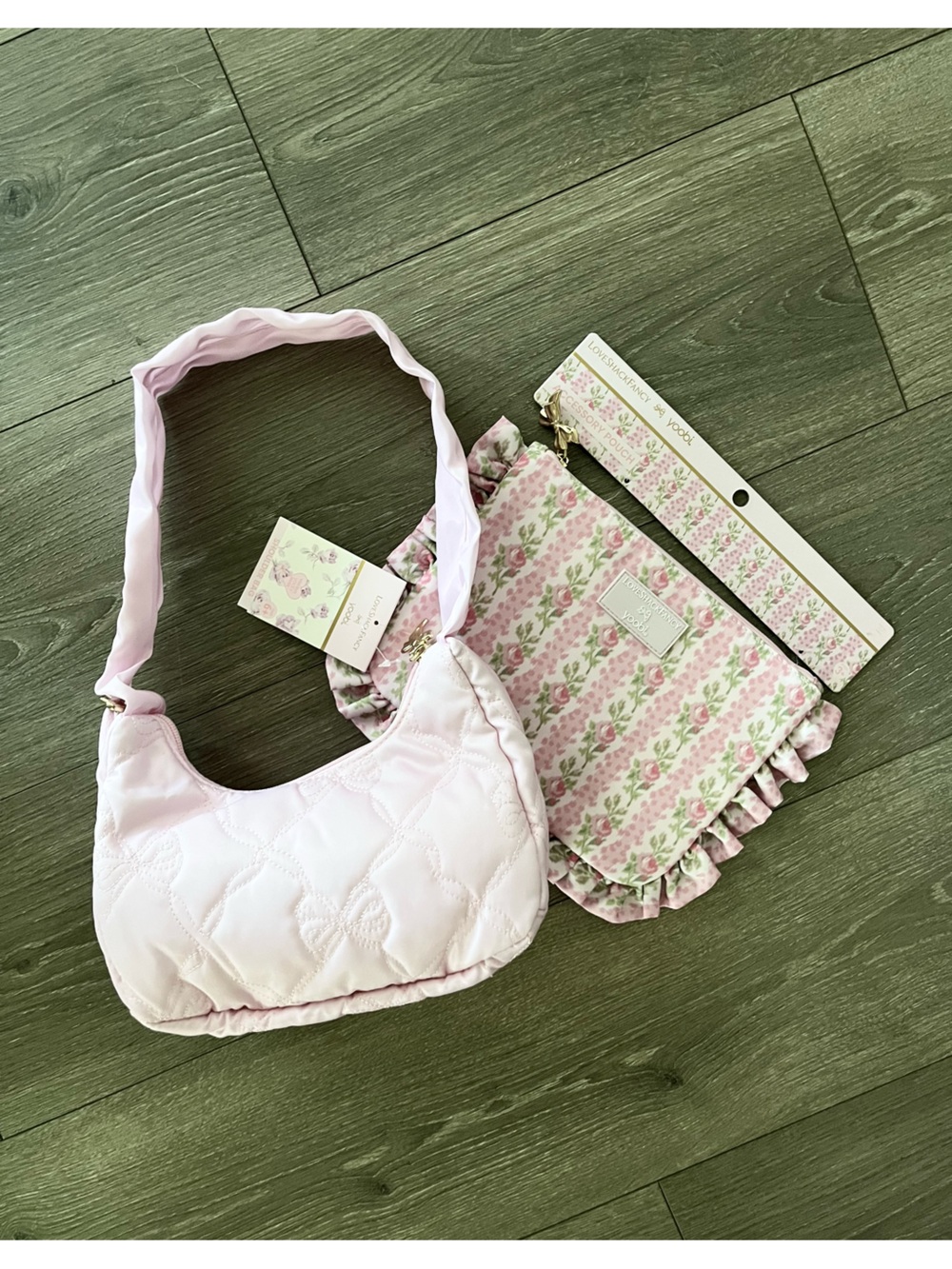 NWT Target x LoveShackFancy Pink Bow Bag and Floral Accessory Pouch